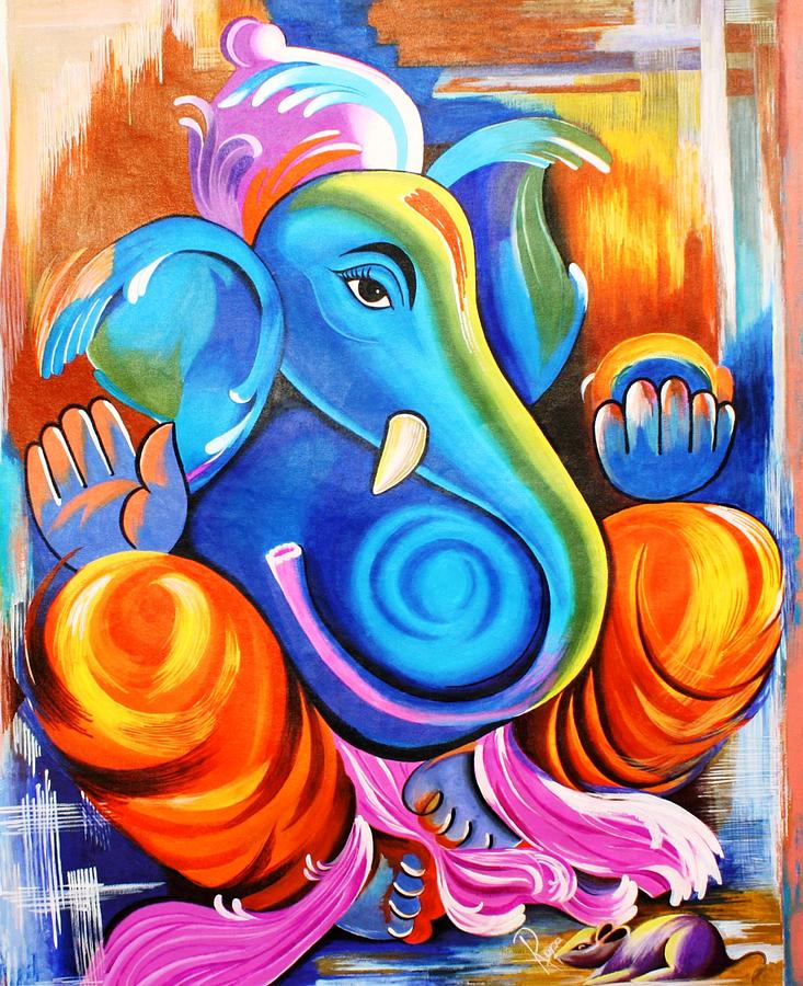 Ganesh festival with Ganesha paintings by artists and children